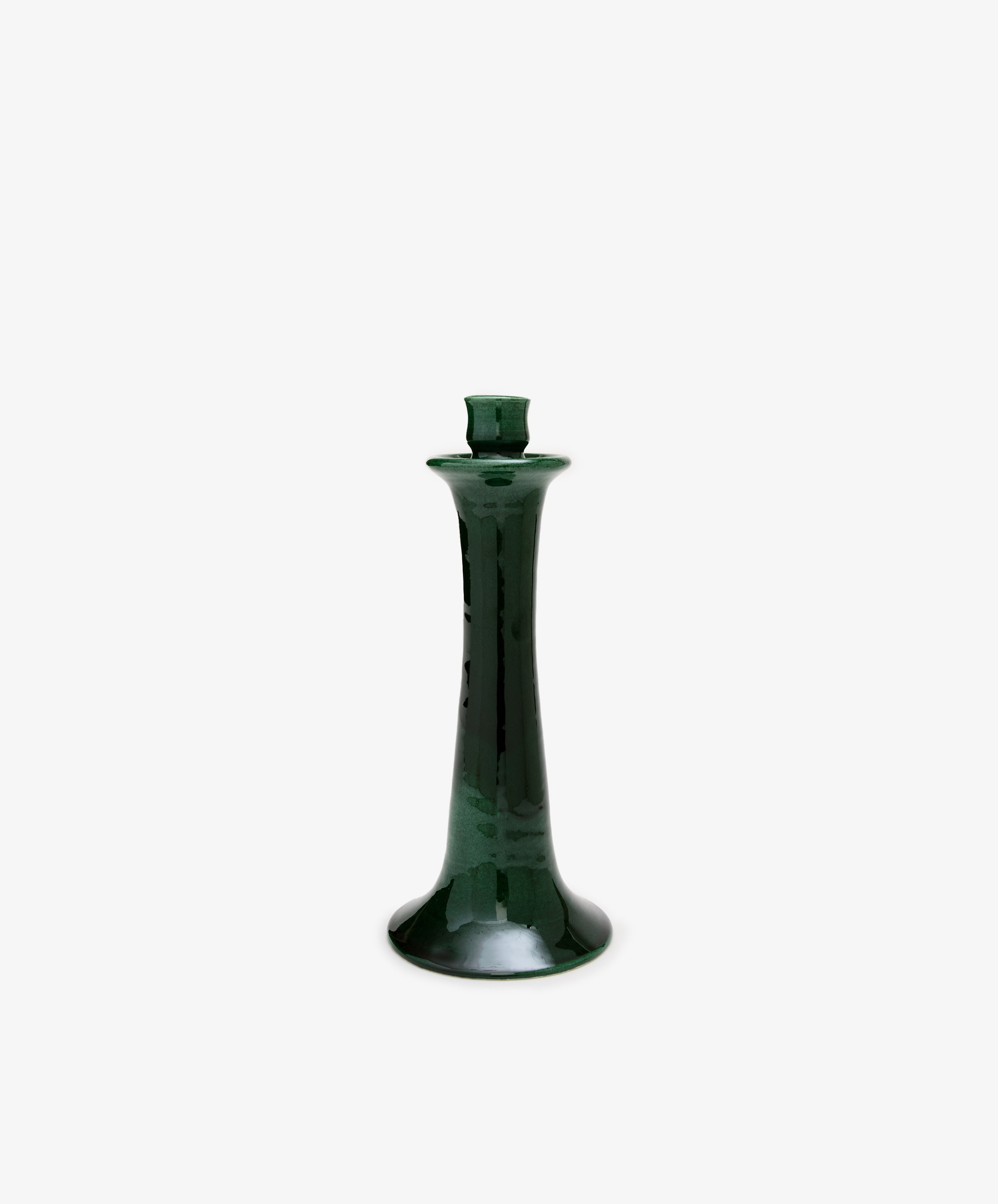 Maria Candleholder. Green glazed ceramic candlestick.