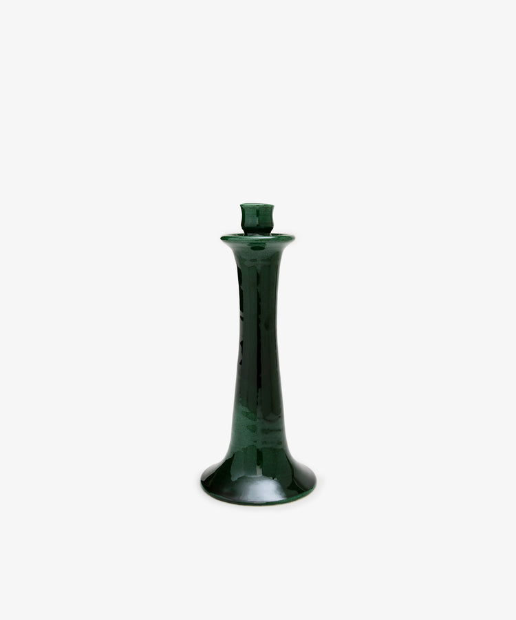 Maria Candleholder. Green glazed ceramic candlestick.