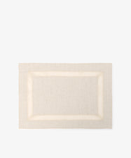 Set of 6 Renda Placemats in rectangular beige linen, each with a textured border, displayed on a plain white background.