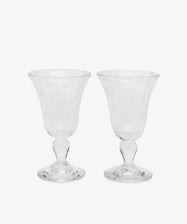 Lauren Wine Glass. Pair of clear bubble glass stemware glasses.