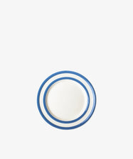 The Betty Breakfast Plate is a round white plate with two blue concentric rings near the rim, inspired by UK West Country pottery, shown on a plain white background.
