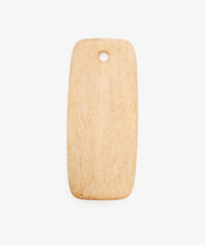 Birds Eye Maple Serving Board. Rounded edge tall, large-sized rectangular wooden board with circular hole at top centre.