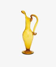 Alba Vase. Transparent bright yellow handblown glass vase with tall, elongated pitcher shape.