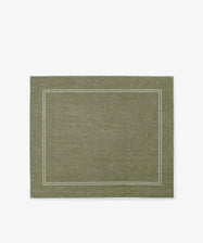 Set of 6 Flavia Placemats in olive green, featuring a rectangular shape and double white border design, crafted from durable linen for a refined look. Displayed on a plain white background.