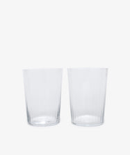 Teo Ridged Water Glass. Pair of clear ribbed taller glasses.