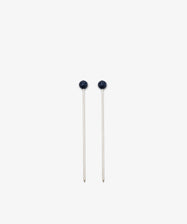 The Ella Cocktail Sticks, Set of 2, are displayed parallel to each other on a plain white background, their dark round heads evoking the look of elegant sewing pins.