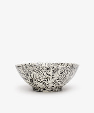 The Celine Salad Bowl features a black and white floral pattern in iconic serveware style, showcased against a plain white background.