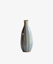 Frances Palmer | Wood fired bud vase with fluting, ash porcelain stoneware
