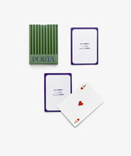 PORTA Playing Cards: a luxury deck featuring unique designs, with three shown cards—two displaying fish illustrations and one as the ace of hearts.
