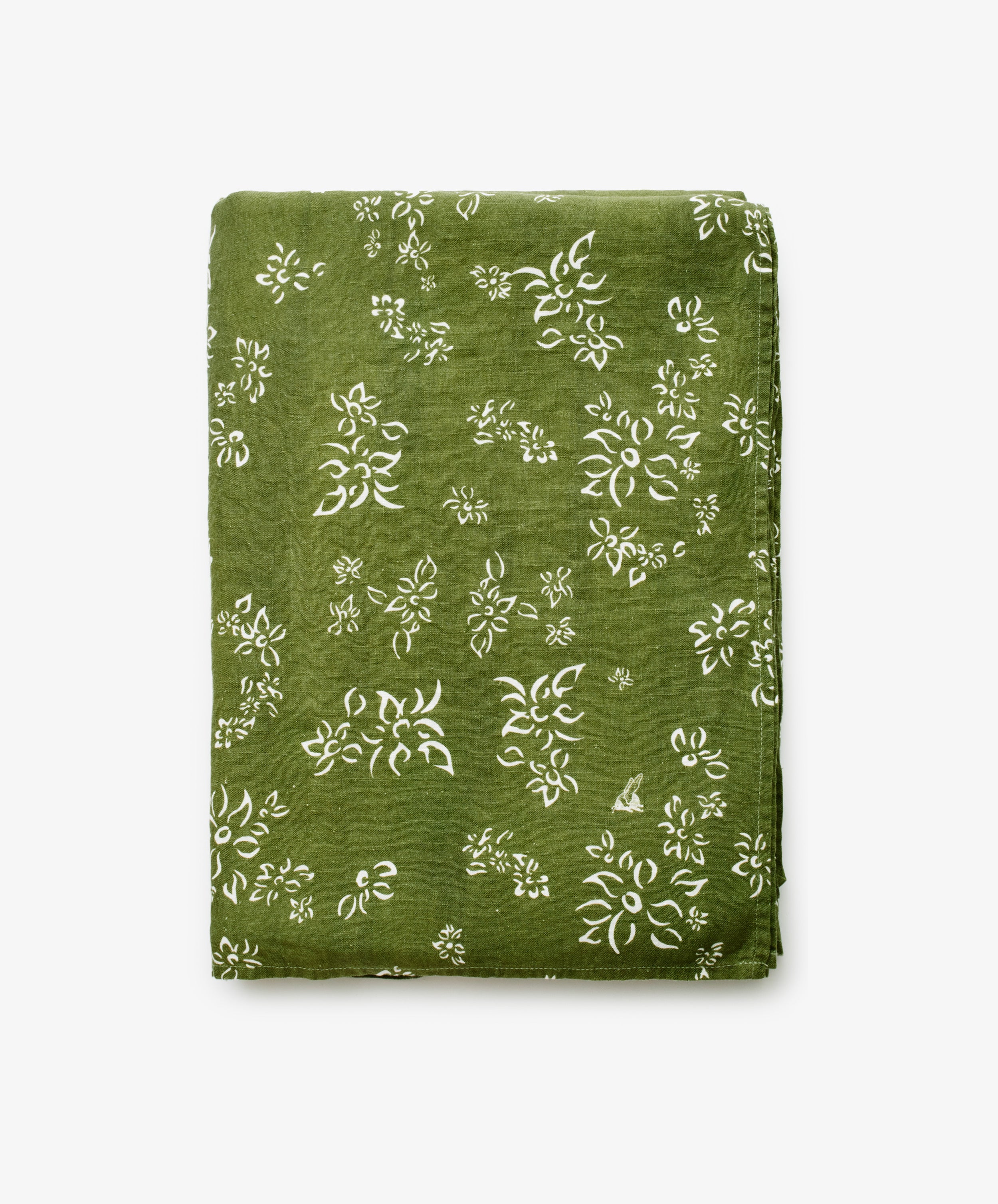 S&Bee Tablecloth. Image of tablecloth folded in a rectangle. Front view.