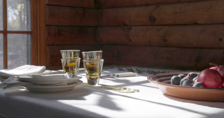 stacked glasses on table