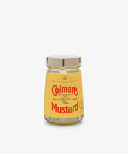 Sterling Silver Colman's Mustard Lid by Theo Fennell. Empty mustard jar with yellow label  and silver lid.