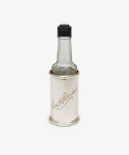 Sterling Silver Lea & Perrin Sleeve. Glass worchestchire bottle with engraved sleeve.