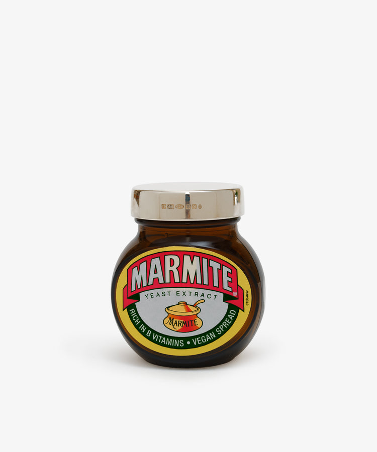 Sterling Silver Marmite Lid. Glass marmite jar with sterling silver lid.