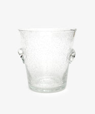 Lauren Champagne Bucket. Clear bubble glass bottle bucket with decorative handles.