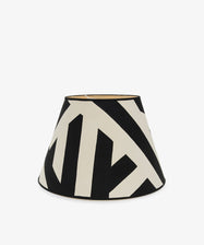 Untitled 1, Hand-painted Lampshade. Black and white geometric motif raw linen lampshade.