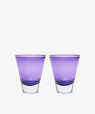 Gem Glass. Set of two transparent purple drinking glasses.