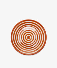 Natalia Platter. Orange and white spiral striped glazed terracotta plate.