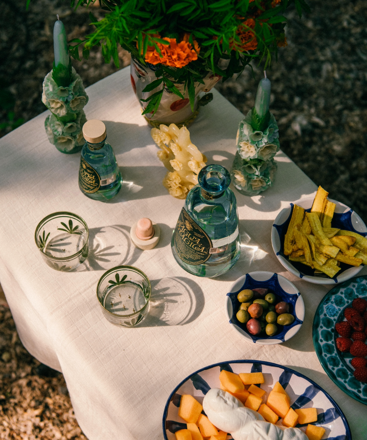 Table with fruit and drinks