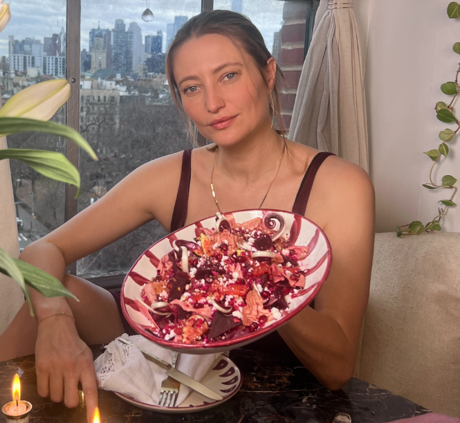 woman holding plate