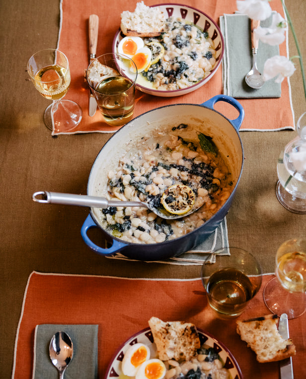 stew in pot on set table