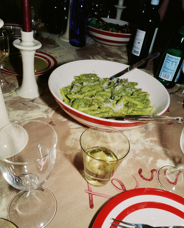 bowl of pasta on table