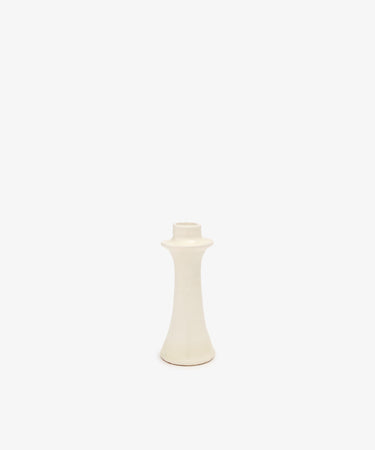 Angelita Candleholder. Single pillar holder in white glazed ceramic.