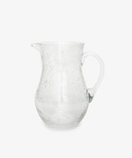 Lauren Water Jug. Clear bubble glass pitcher with handle.