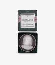 Hercules Soap is a hand-poured white soap from London, molded as a classical male bust—an elegant addition to elevate your bathroom decor.