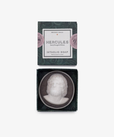 Hercules Soap is a hand-poured white soap from London, molded as a classical male bust—an elegant addition to elevate your bathroom decor.