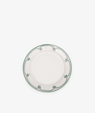 The Arco Small Plate, Set of 4, features a Portuguese design with a green decorative border, shown on a plain white background.