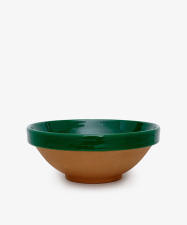 Rita Bowl by Enza Fasano. Glazed terracotta bowl with green lip and interior.