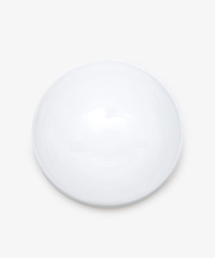 Rita bowl, overhead view of white glazed ceramic interior.