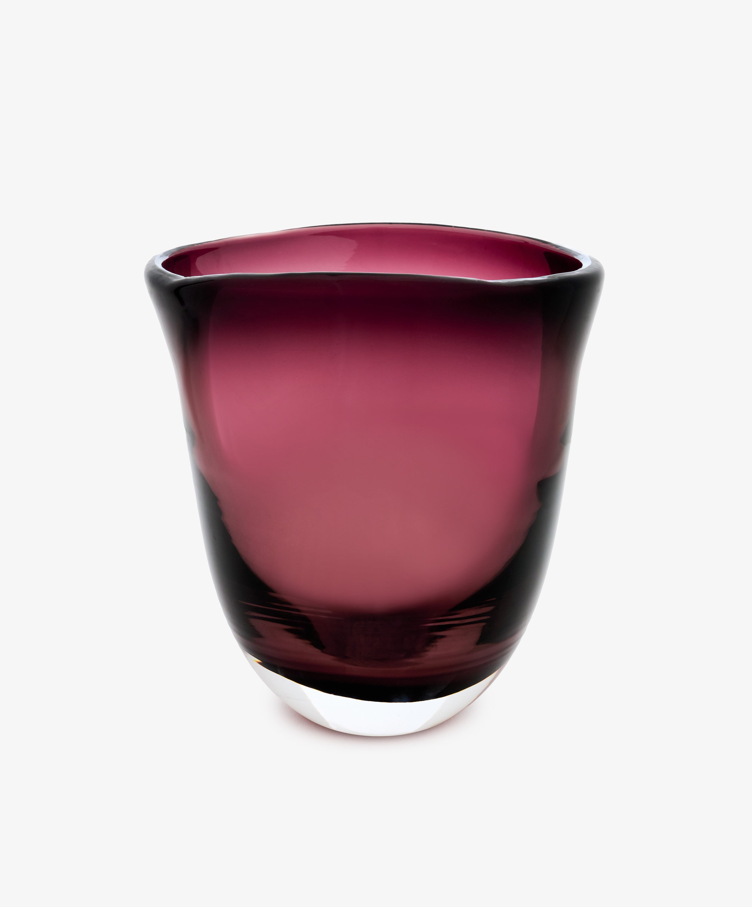 Aura Vase in translucent plum glass with a wide, flared opening and a rounded base.