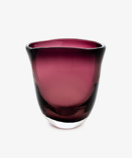 Aura Vase in translucent plum glass with a wide, flared opening and a rounded base.