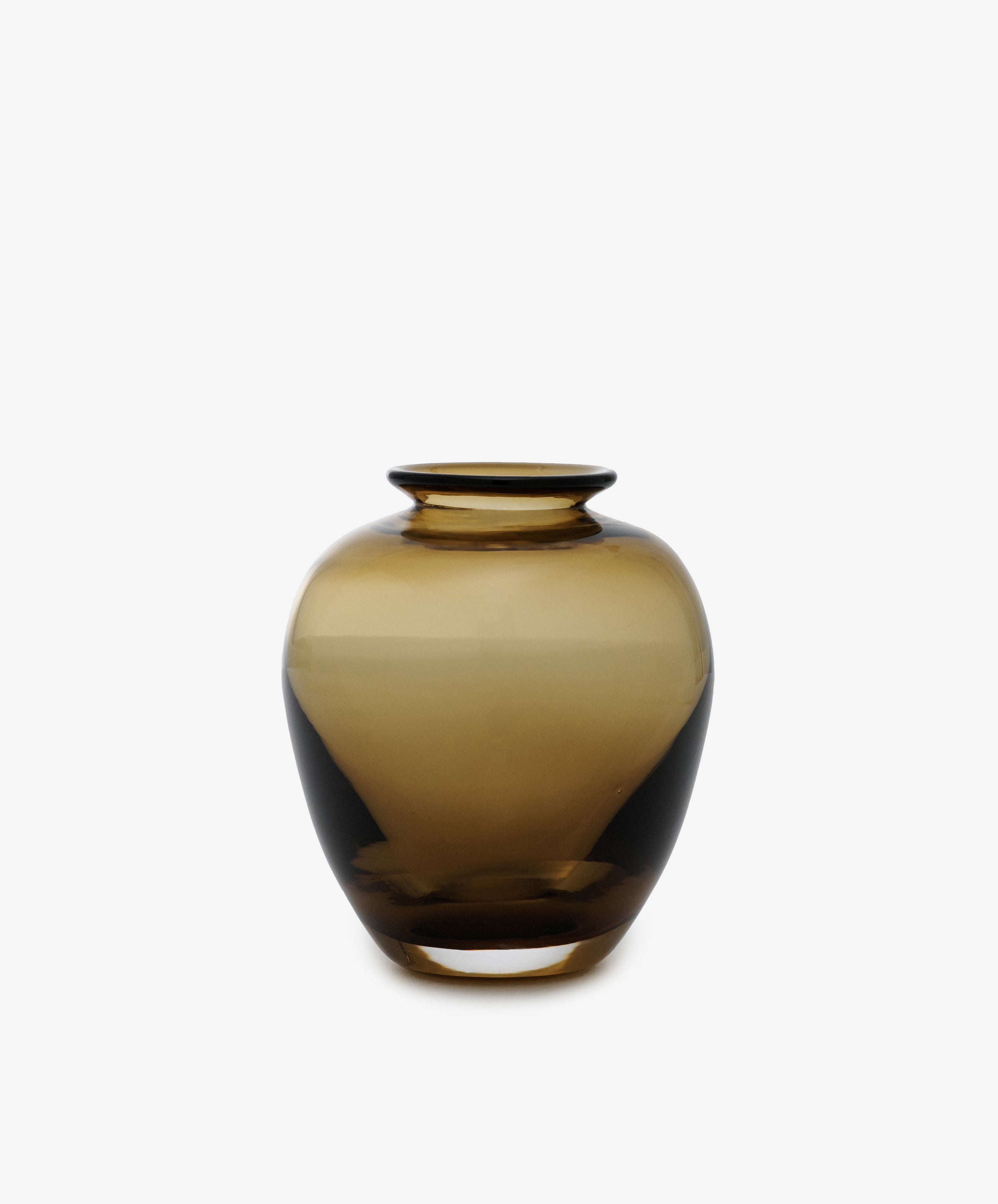 Gem Bud Vase. Olive brown urn-shaped vase in hand-blown glass, medium size.