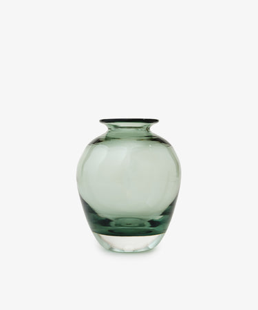 Gem Bud Vase. Smoky green urn-shaped vase in hand-blown glass, medium size.