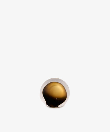 Pallino Paperweight made of hand-blown glass with a brown and amber core reminiscent of a forest floor.