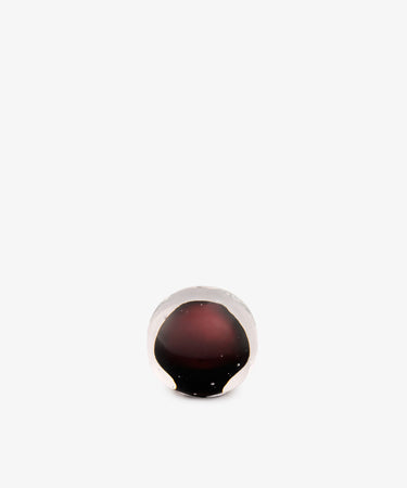 Pallino Paperweight: a hand-blown, spherical glass paperweight with a deep black cherry red core.