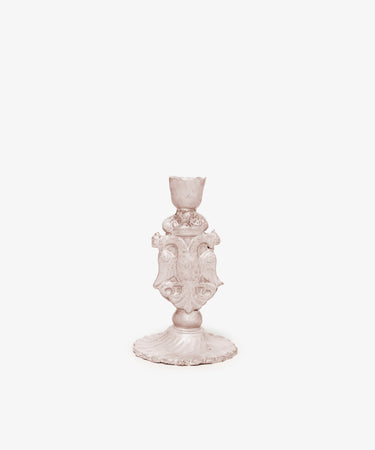 The Aguila Bicefala Candleholder features a sculptural, ornate vintage design with decorative detailing, shown against a plain white background.