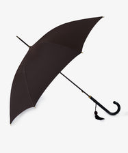 The Victoria Ladies Umbrella, featuring a leather crook handle and small black tassel, is open against a plain white background.