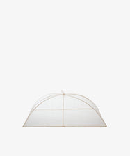 The Jacqueline Foodcover, made from natural abaca fiber in a translucent dome shape with a top loop, is displayed against a plain white background.