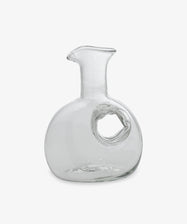 Almita Decanter. Small handblown glass sculptural decanter with imperfect, organic circular shape.