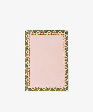 PORTA Post: A rectangular card with a pink center, handwritten words by George Greaves, and a green and brown geometric border—an exclusive piece perfect for special occasions.