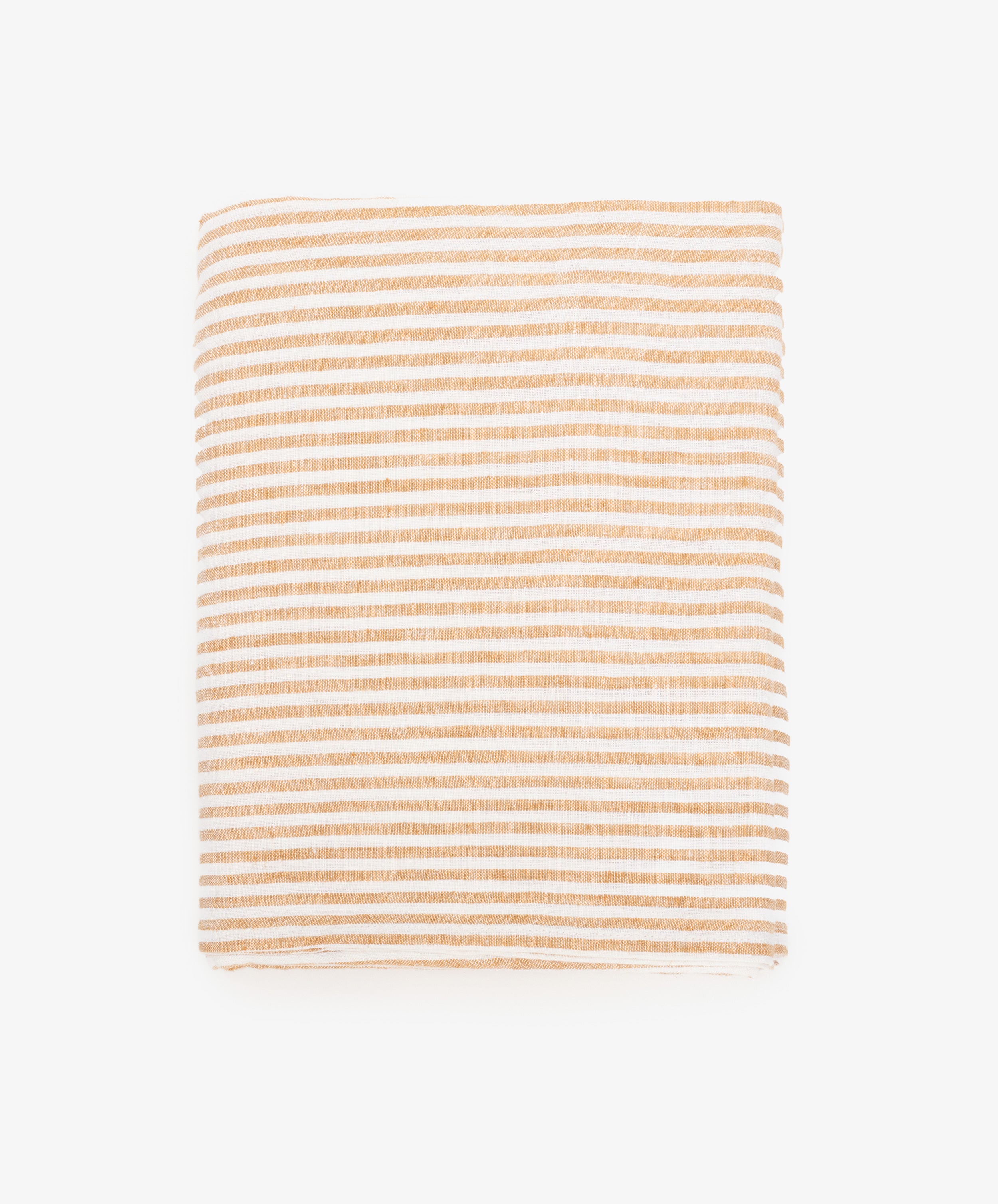 Vezzani Tablecloth. Rectangular cloth in orange and white striped linen.