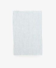 Vezzani Tea Towel. Rectangular cloth in blue-green and white striped linen.