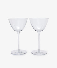 Tina Martini Glass. Pair of clear glass elegant, long-stemmed cocktail glasses.