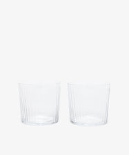 Teo Ridged Tumbler. Pair of clear ribbed tumbler glasses.