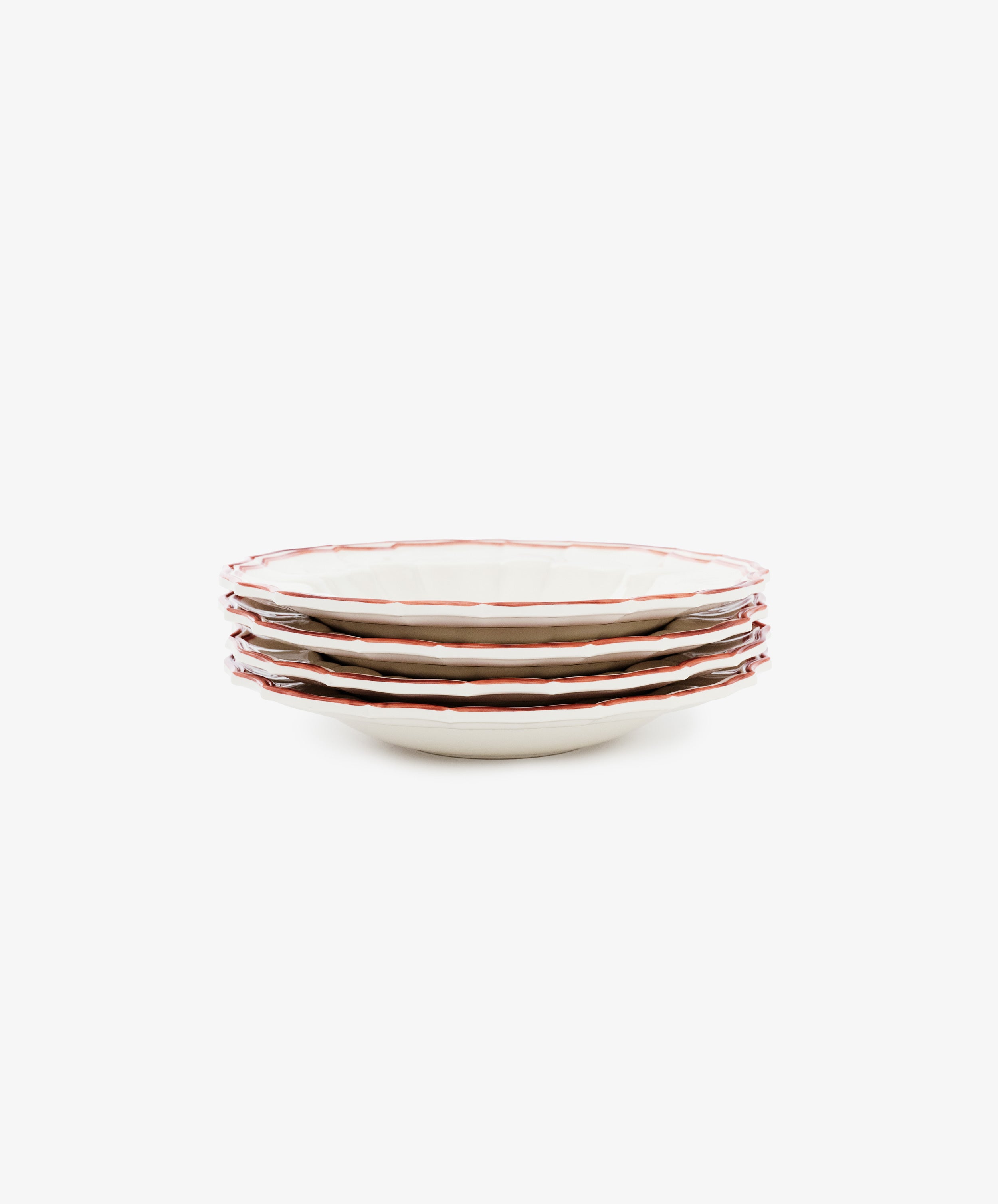 A set of four Eva Melamine Bowls, arranged against a plain white background, offers Italian-inspired practicality—ideal for enhancing your outdoor living dining set.