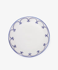 The Arco Serving Platter is a white ceramic Portuguese piece featuring a blue decorative rim, displayed on a plain white background.